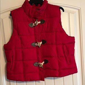 Red Puffer Vest with Toggle Buttons